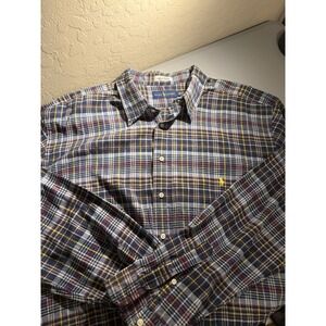Ralph Lauren Men's Indian Madras Long Sleeve Shirt Multi Plaid, Button-Up, 3XLT